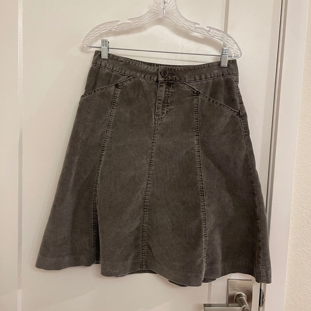 Vintage Gap Y2K Corduroy Gray Midi Skirt Chic Fall 2000s 2004 Preppy